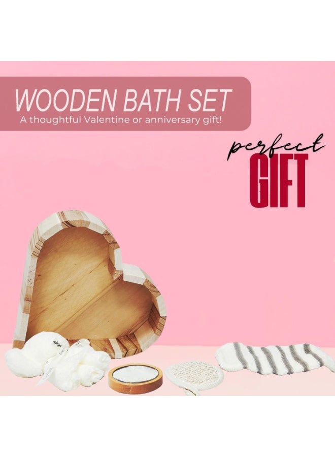 Home Smart Heart Shaped Bath Set 5 Pcs Set for Women Bath and Body Set, Relax, Inspirational Perfect for Birthday, Valentine and Women Day - Image 4
